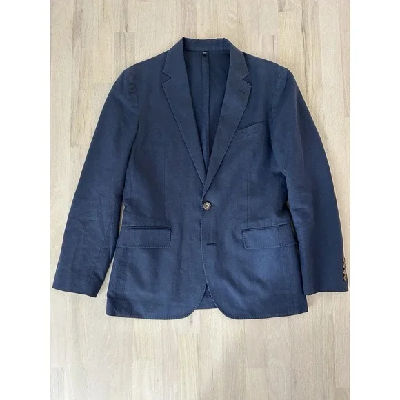 J CREW Ludlow Blue Linen Cotton Blend Blazer Sportcoat Sz 36s Slim - Picture 1 of 12